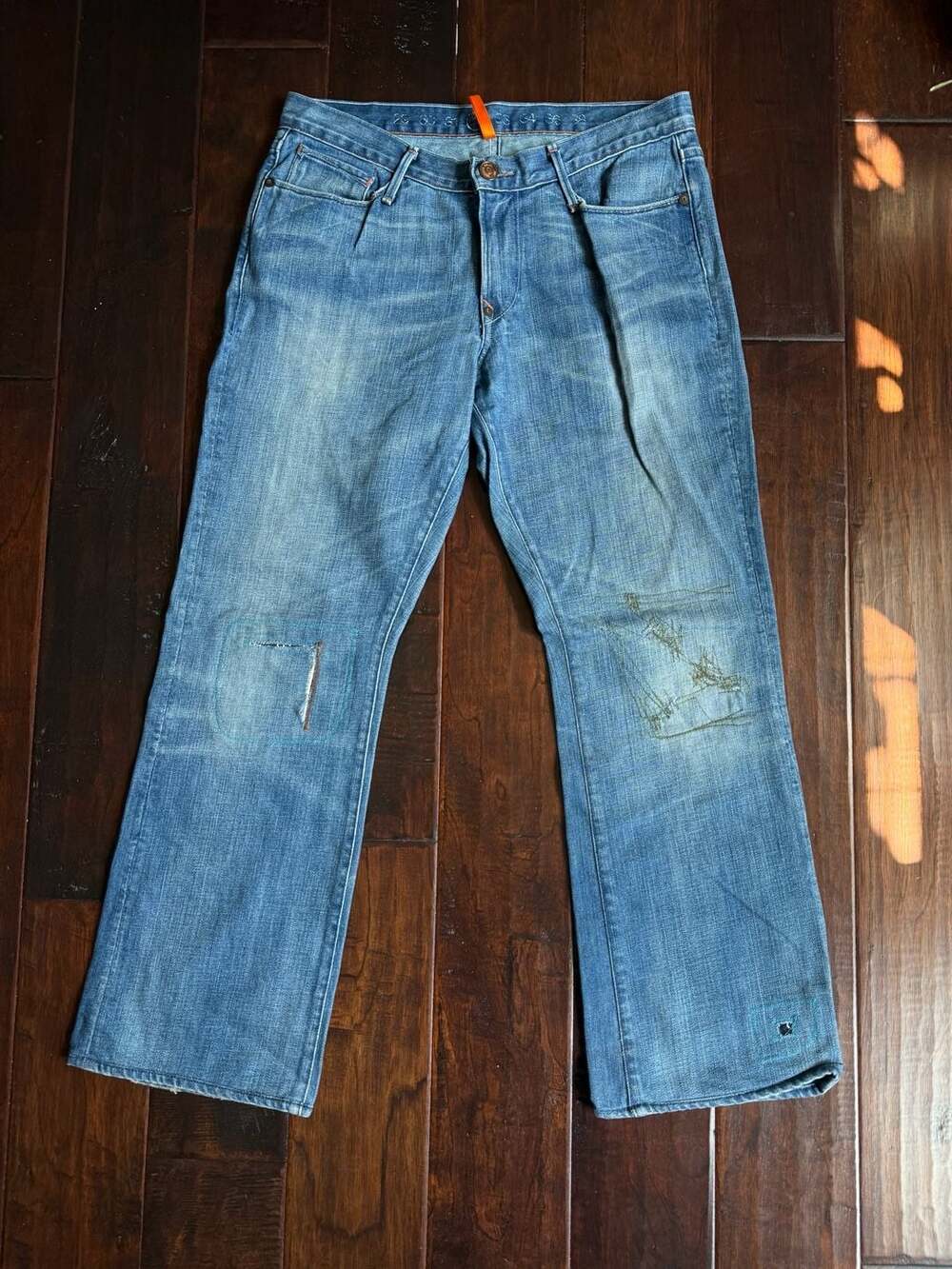 Earnest Sewn No. 23 Distressed Straight Leg Jeans Size 32